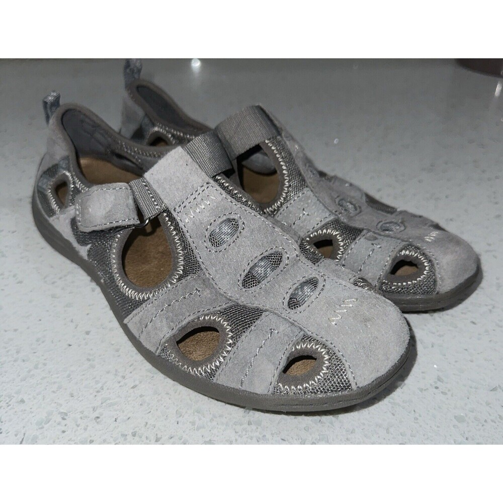 Earth Origins Womens Sandals Shoes Camby 7.5M Strap Suede Grey Gray Comfortable